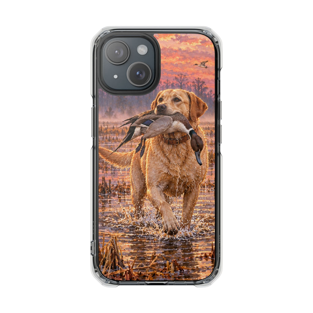 Clear Magnetic Phone Case — Lab with Duck swamp