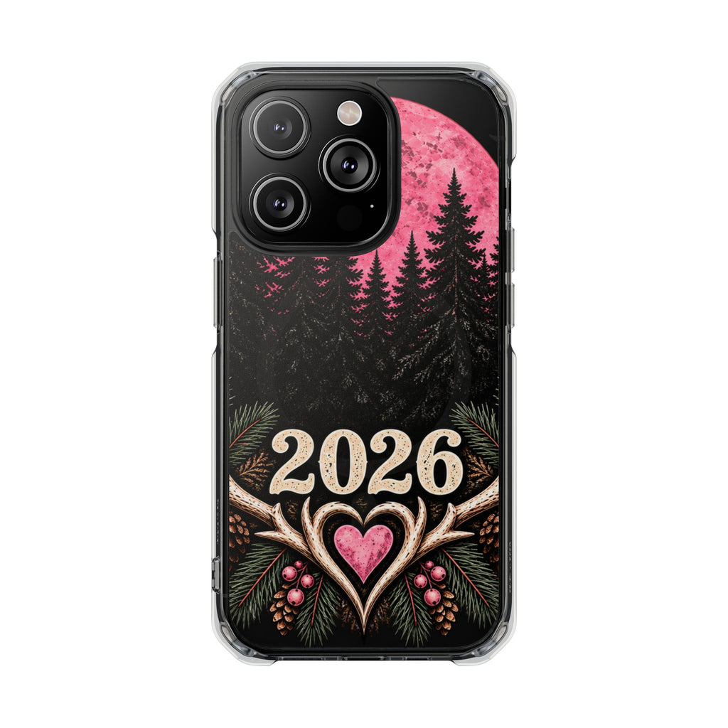 2026 Pink Moon Forest Phone Case — Clear Magnetic Protective Cover