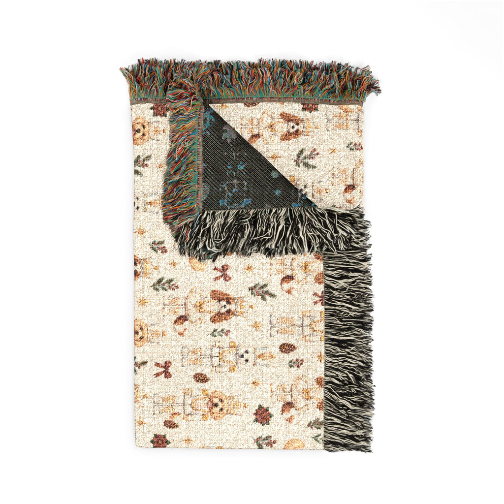 Dog Nutcracker Christmas Blanket - White Woven Holiday Throw