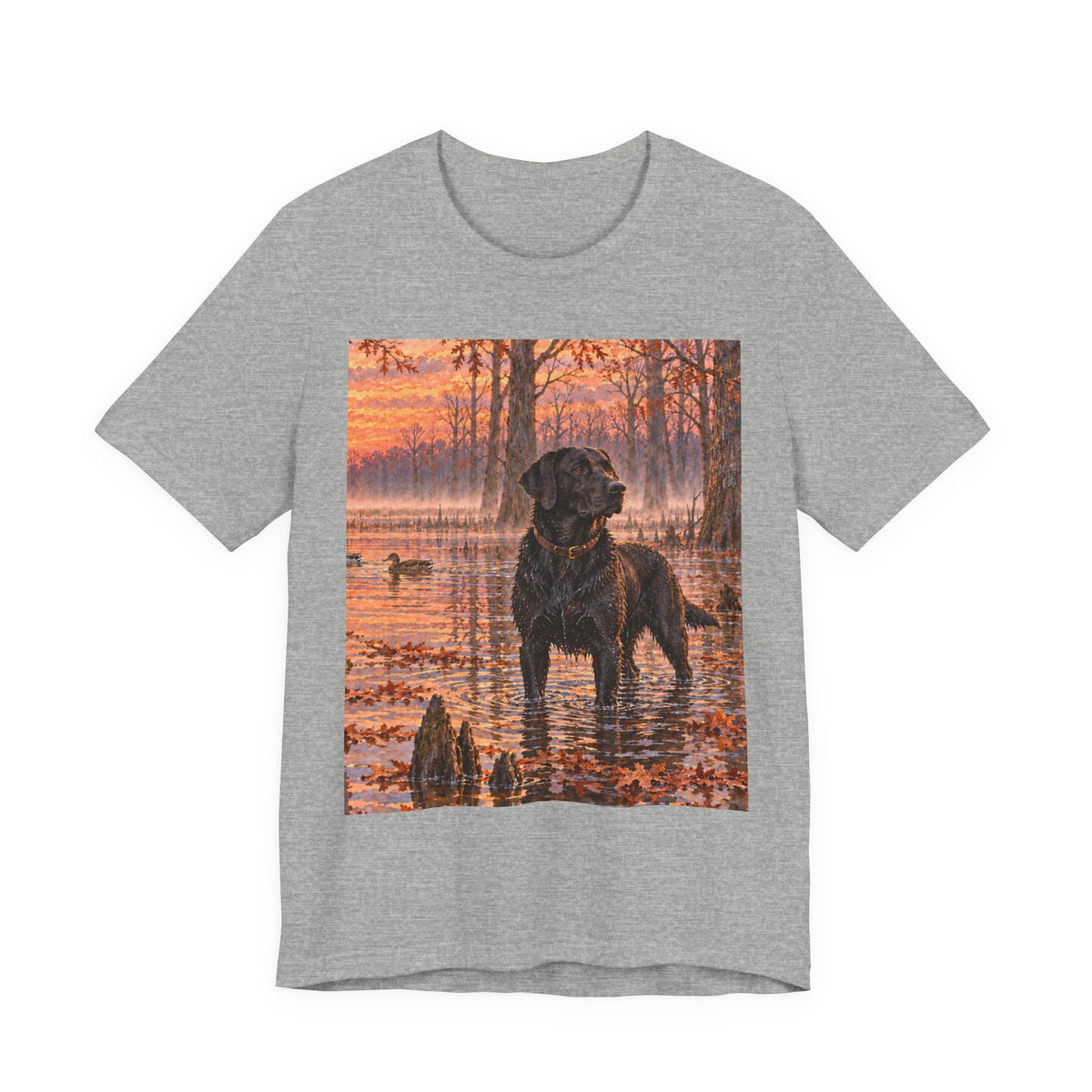 Sunset Bay Labrador Tee — Black Lab Dog Sunset Shirt