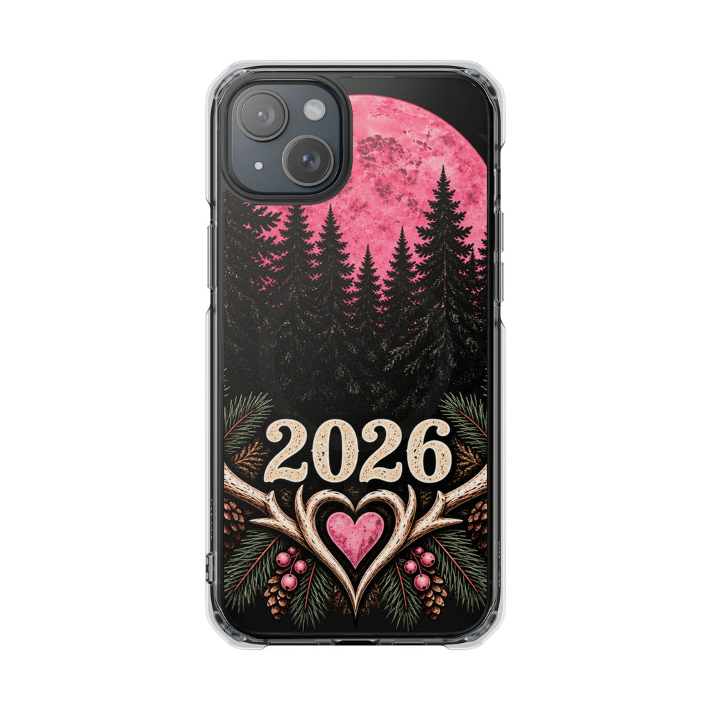 2026 Pink Moon Forest Phone Case — Clear Magnetic Protective Cover