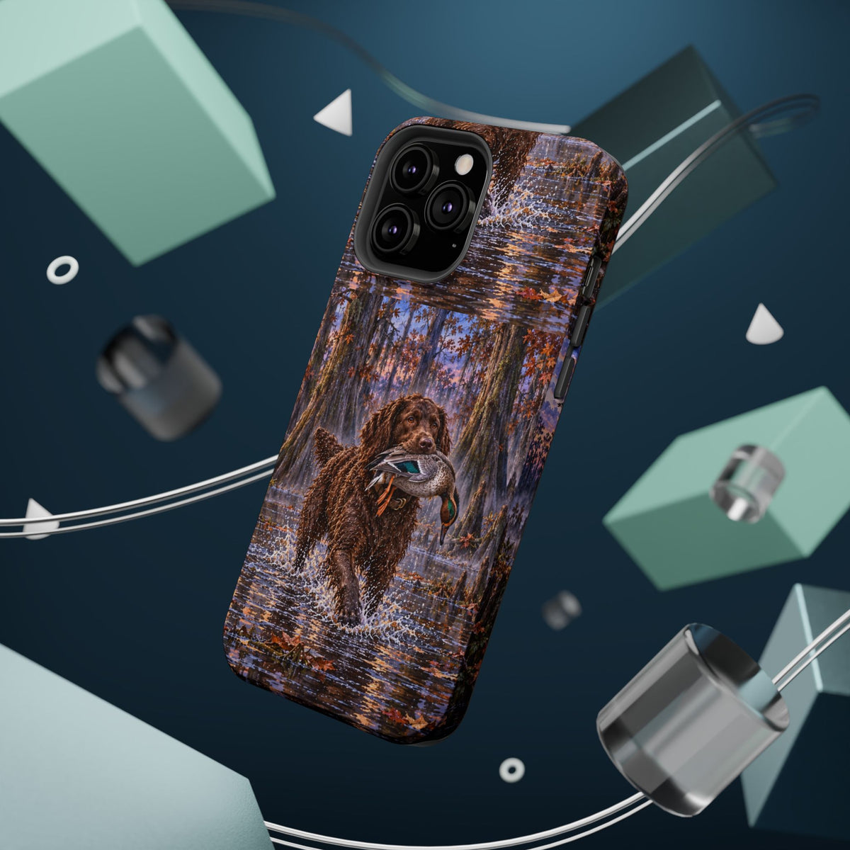 Clear Magnetic Phone Case — Boykin spaniel with Duck swamp