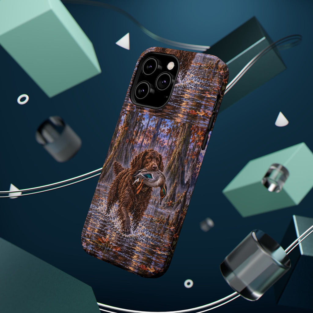 Clear Magnetic Phone Case — Boykin spaniel with Duck swamp