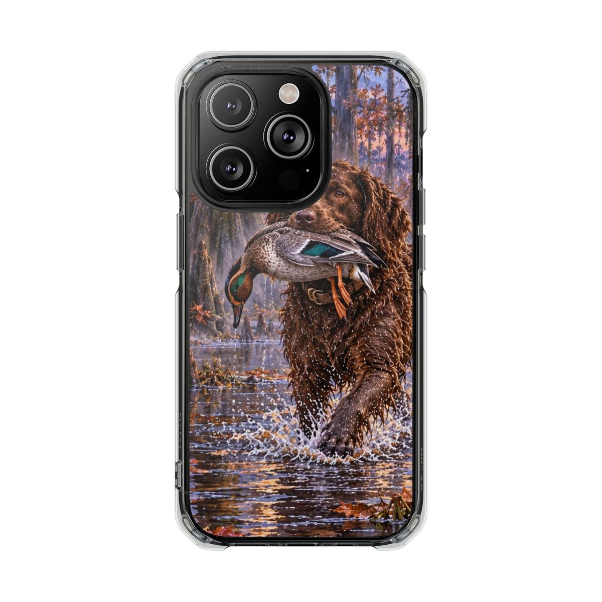 Clear Magnetic Phone Case — Boykin spaniel with Duck swamp