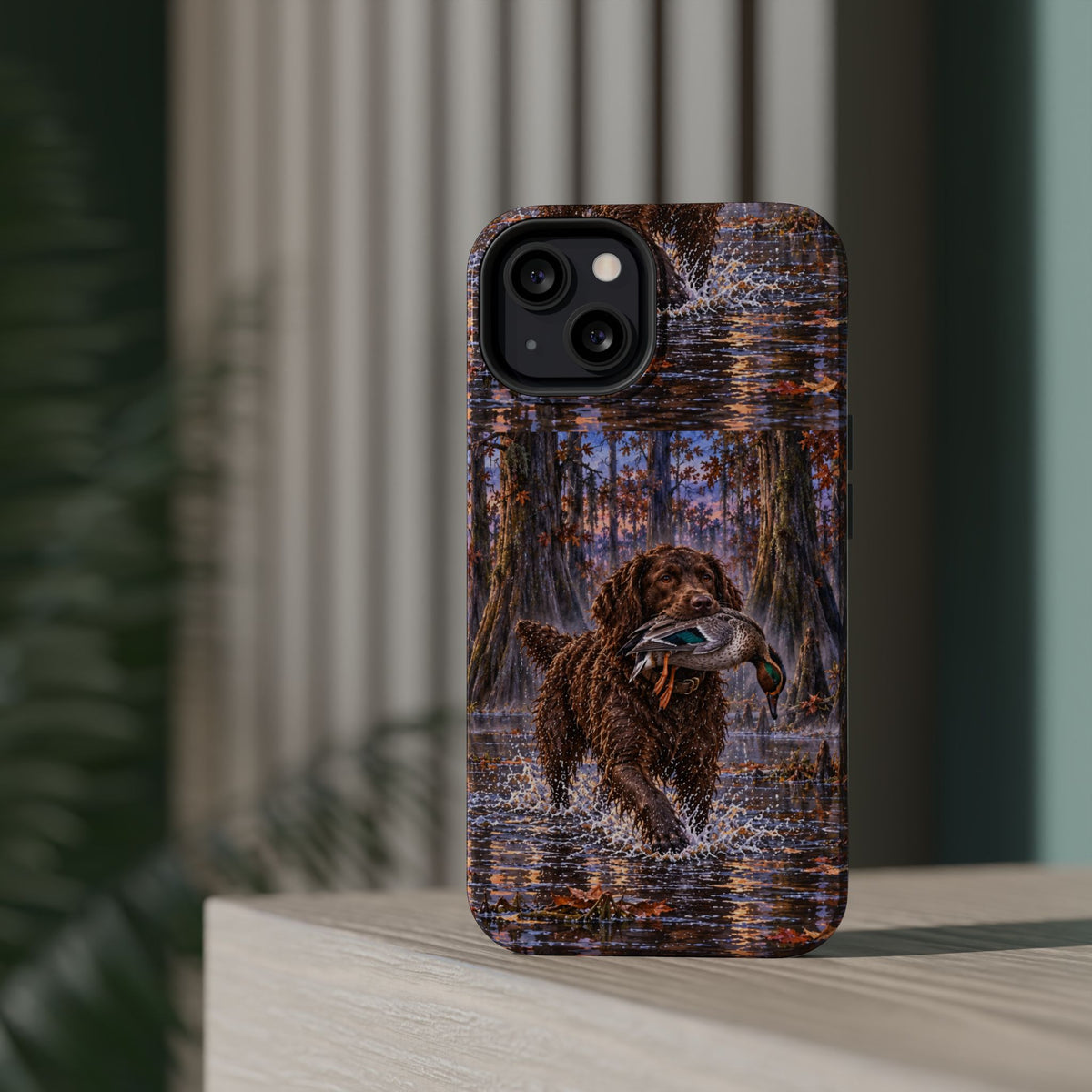 Clear Magnetic Phone Case — Boykin spaniel with Duck swamp