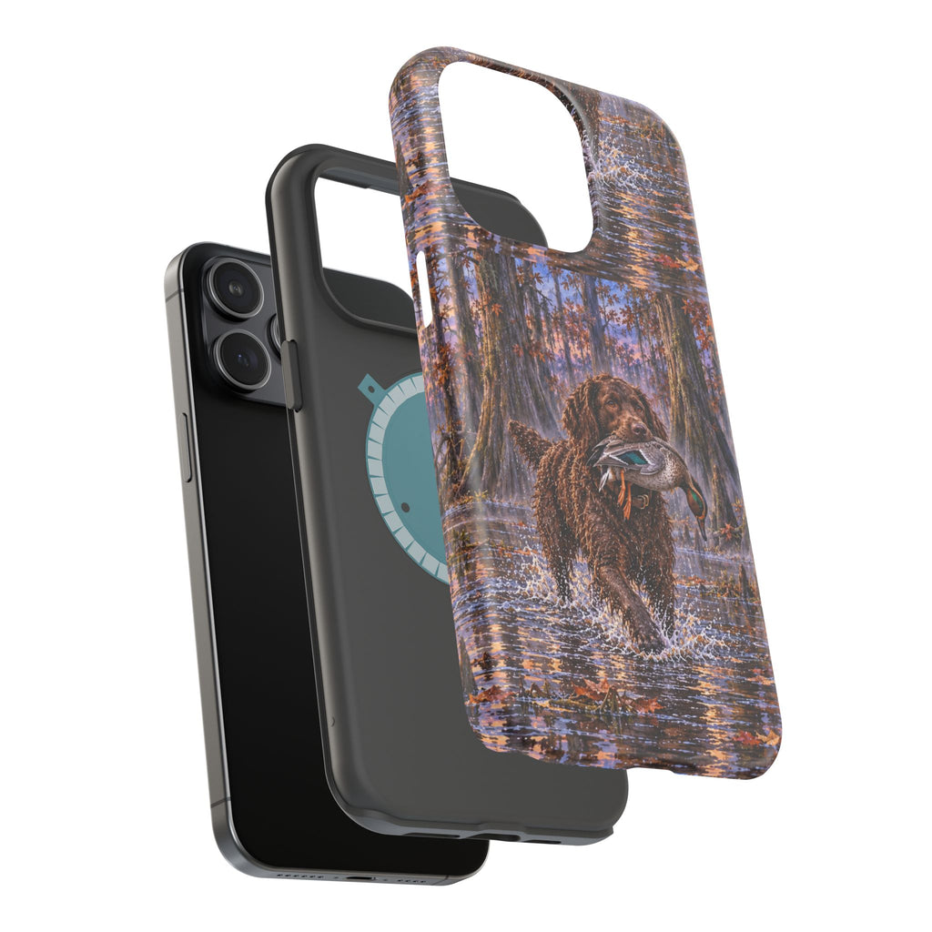 Clear Magnetic Phone Case — Boykin spaniel with Duck swamp