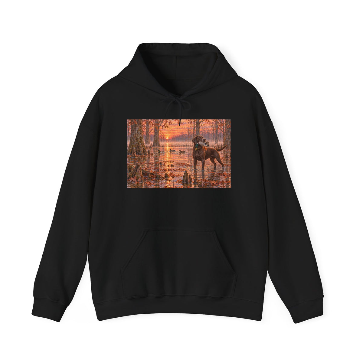 Autumn Hunting Dog Forest Hoodie — Scenic Fall Wildlife Sweatshirt
