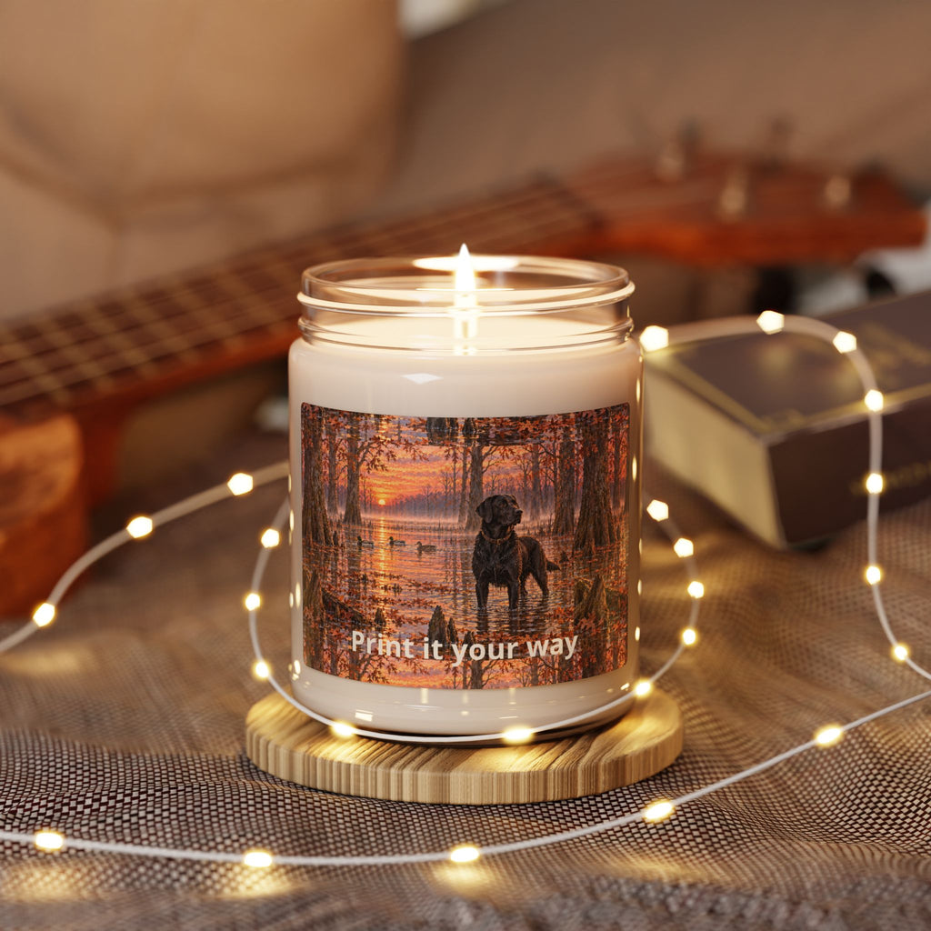 Soy Candle - Black Labrador in Autumn Woods Scented 9oz