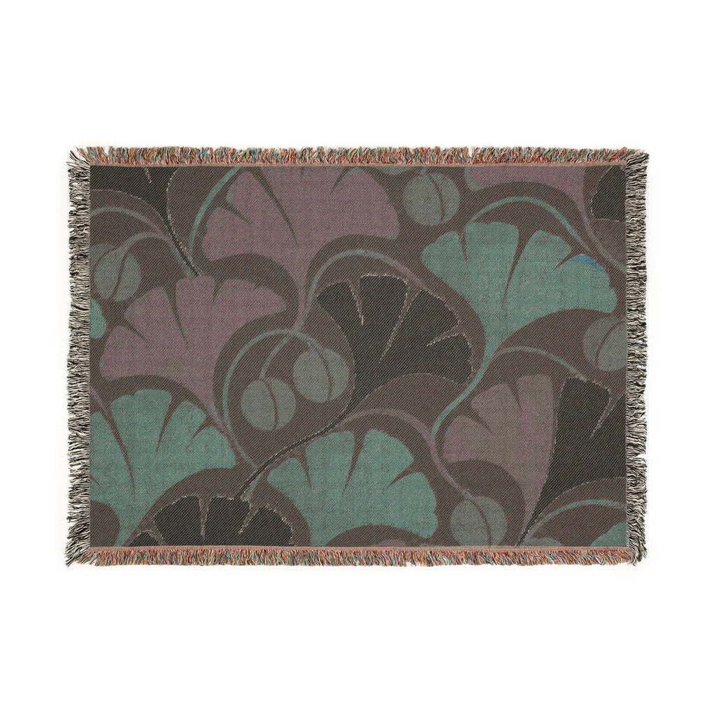 Ginkgo Leaf Woven Blanket — Vintage Botanical Throw