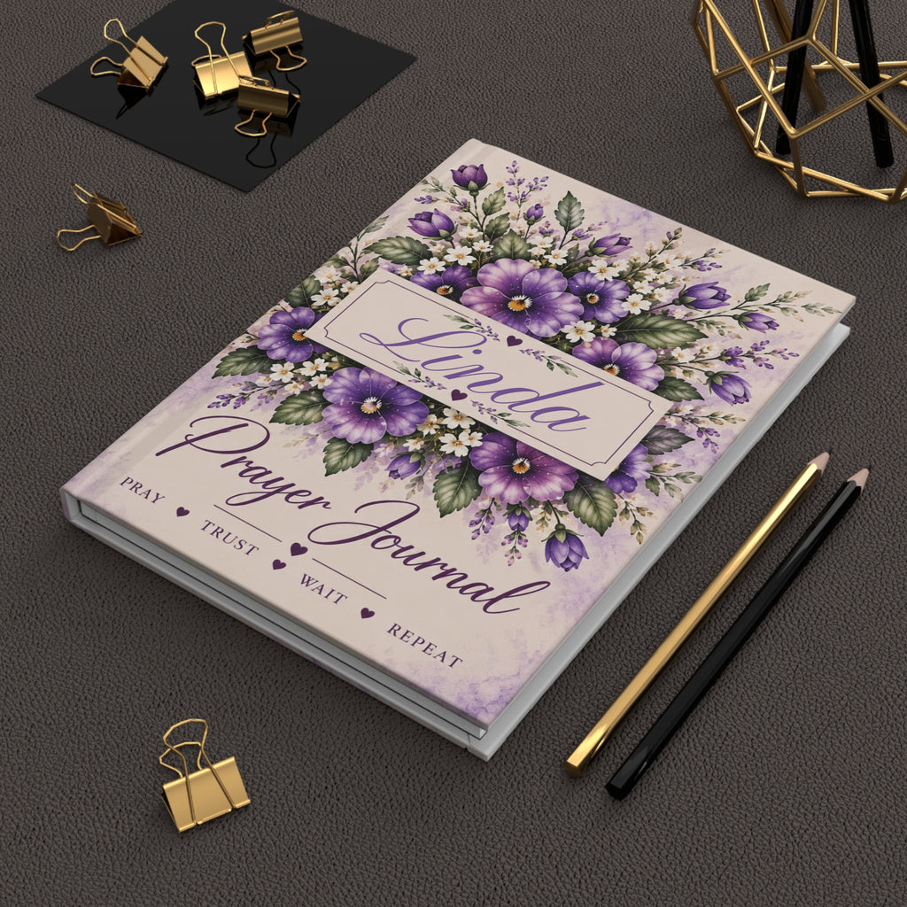 Personalized February Birth Flower Prayer Journal, Violet Christian Journal with Name, February Birthday Gift for Her, Bible Verse Journal