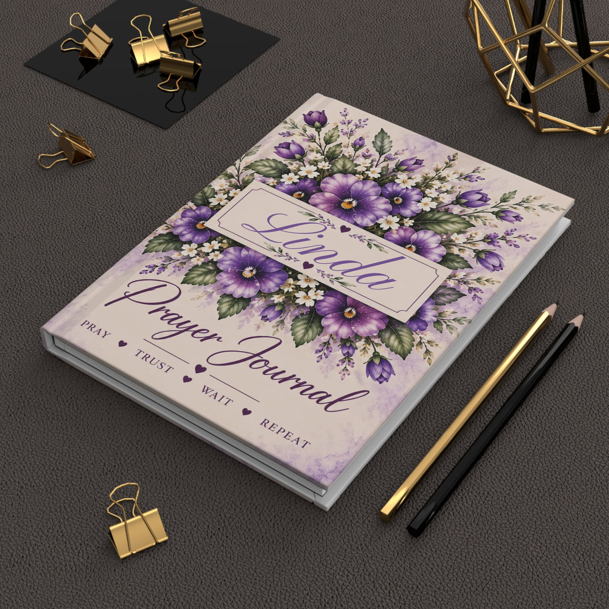 Personalized February Birth Flower Prayer Journal, Violet Christian Journal with Name, February Birthday Gift for Her, Bible Verse Journal