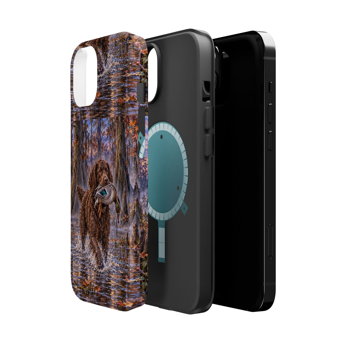 Clear Magnetic Phone Case — Boykin spaniel with Duck swamp
