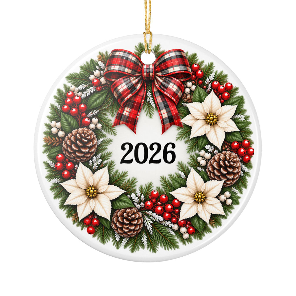 Personalized Christmas Ornament, Custom Name Family Keepsake, Holiday Wreath Ornament, Christmas Gift for Family, Friends or Memorial