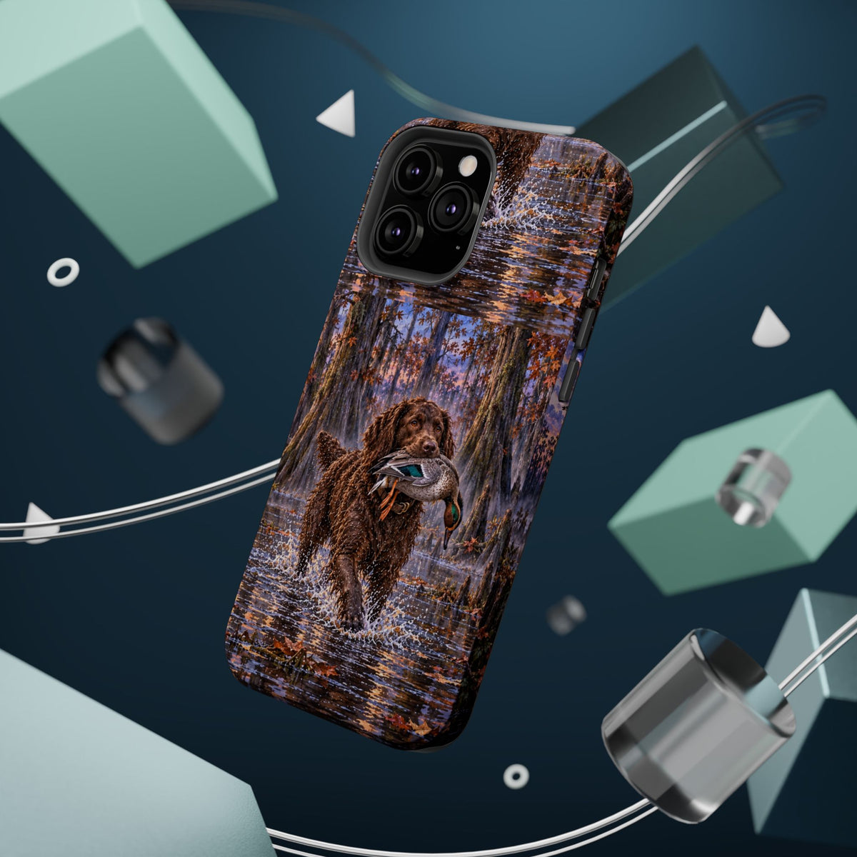 Clear Magnetic Phone Case — Boykin spaniel with Duck swamp
