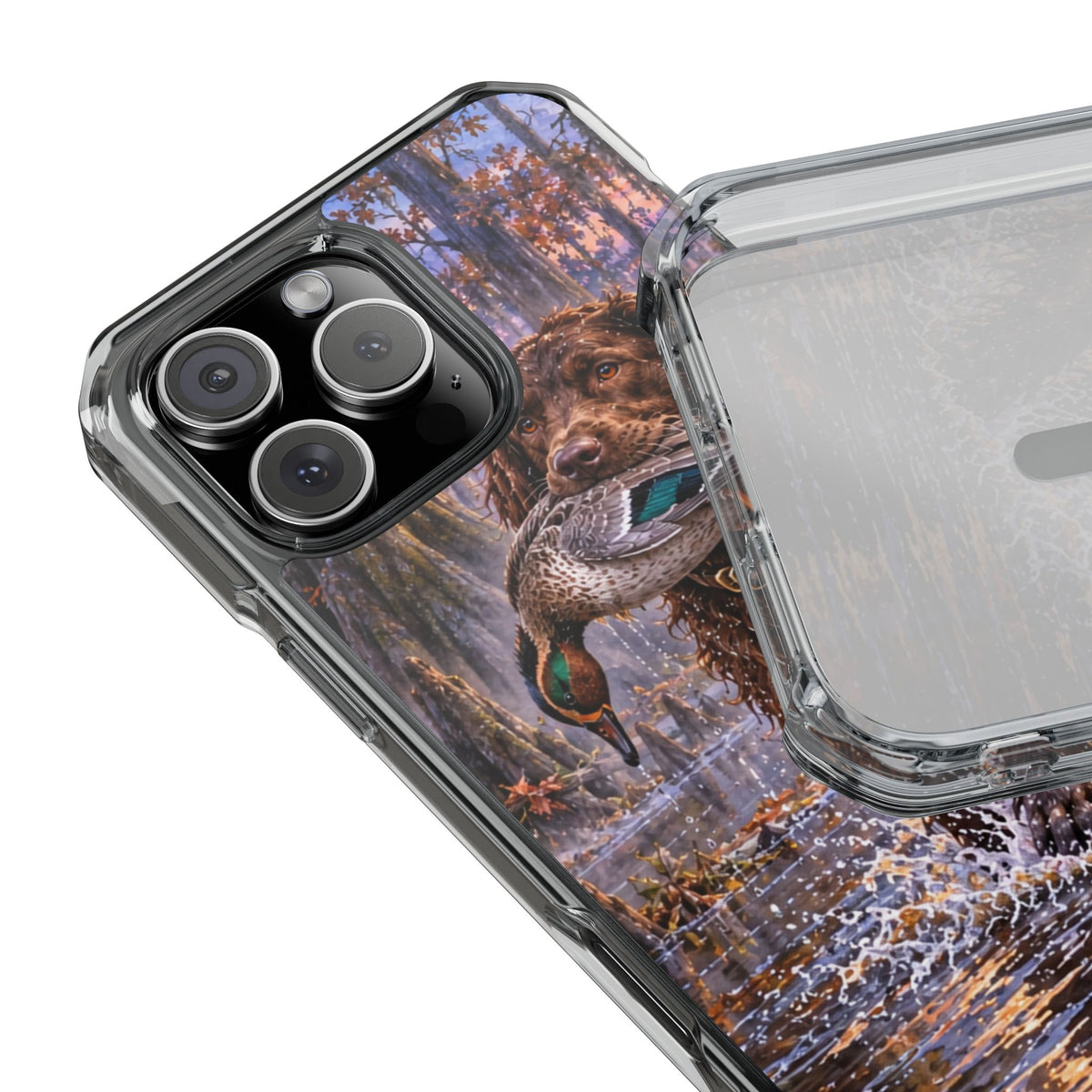 Clear Magnetic Phone Case — Boykin spaniel with Duck swamp