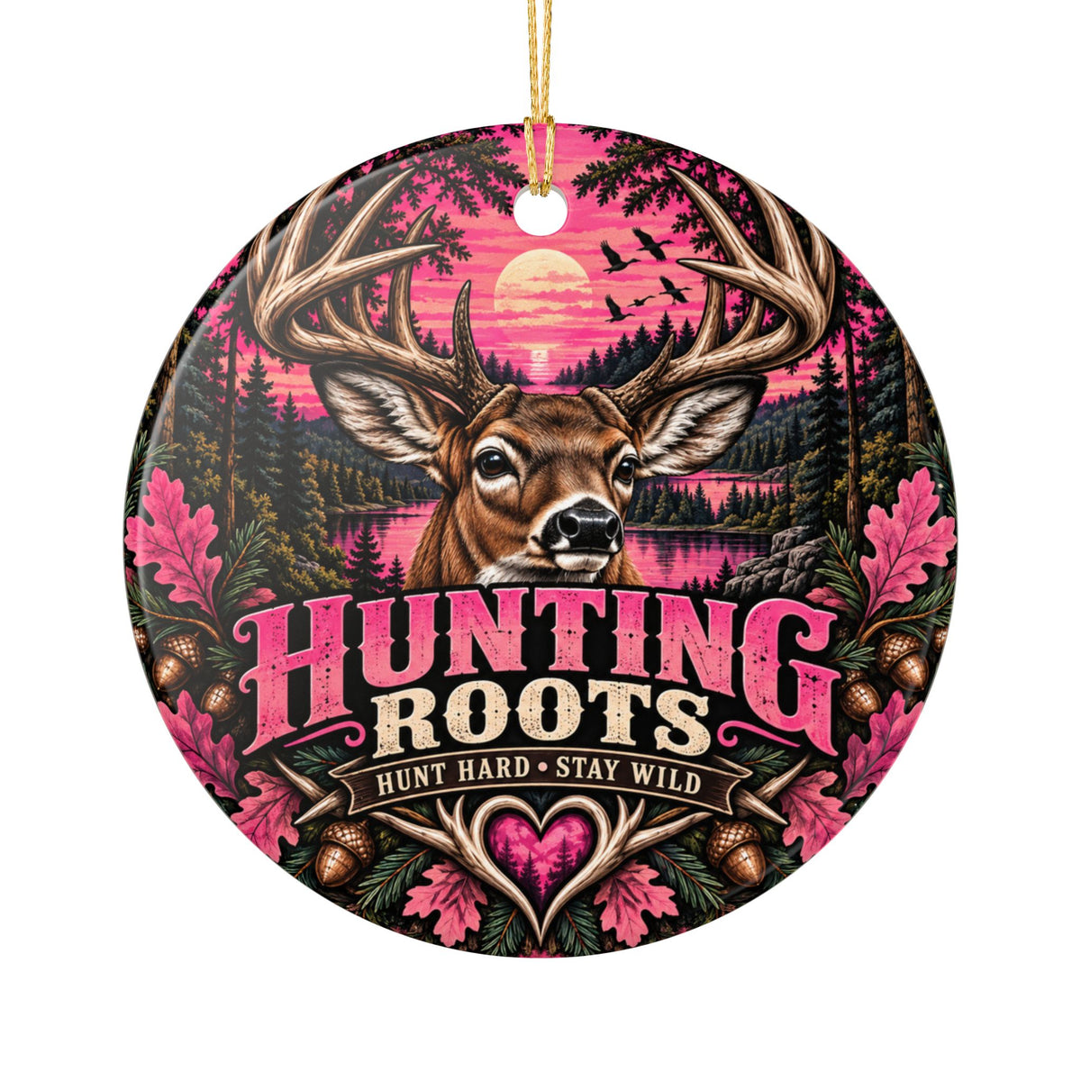 Personalized Southern Deer Hunter Ornament, Pink Whitetail Christmas Keepsake, Custom Name 2026 Gift