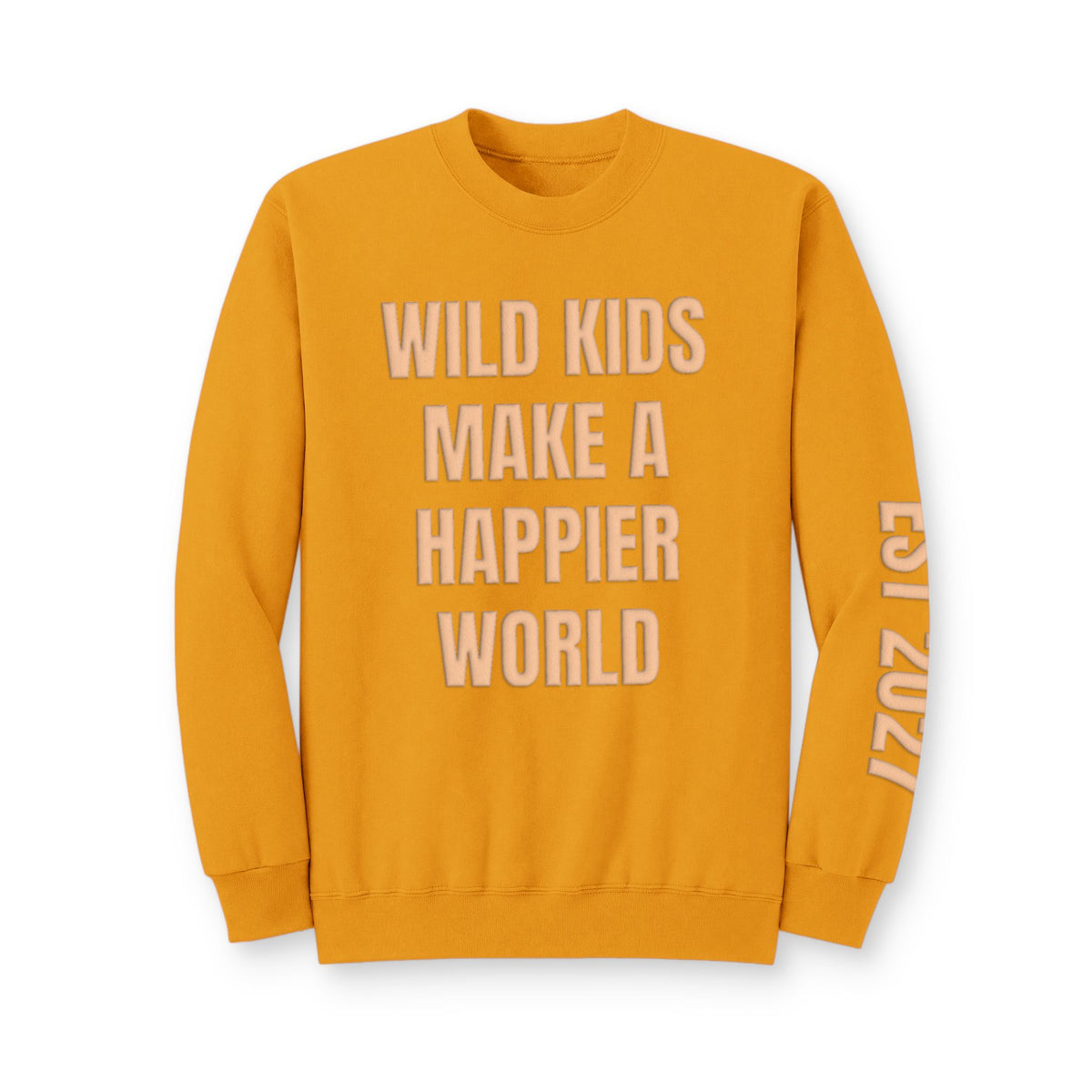 Personalized Hunting Mama Sweatshirt, Wild Kids Make a Happier World Shirt, Hunter Orange Puff Sweatshirt, Custom Mom Hunting Gift