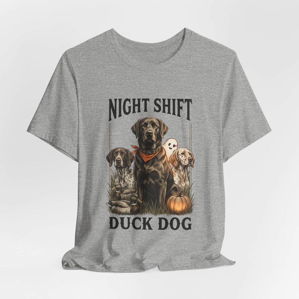 Night Shift Duck Dog T‑Shirt | Spooky Hunting, Retriever Graphic