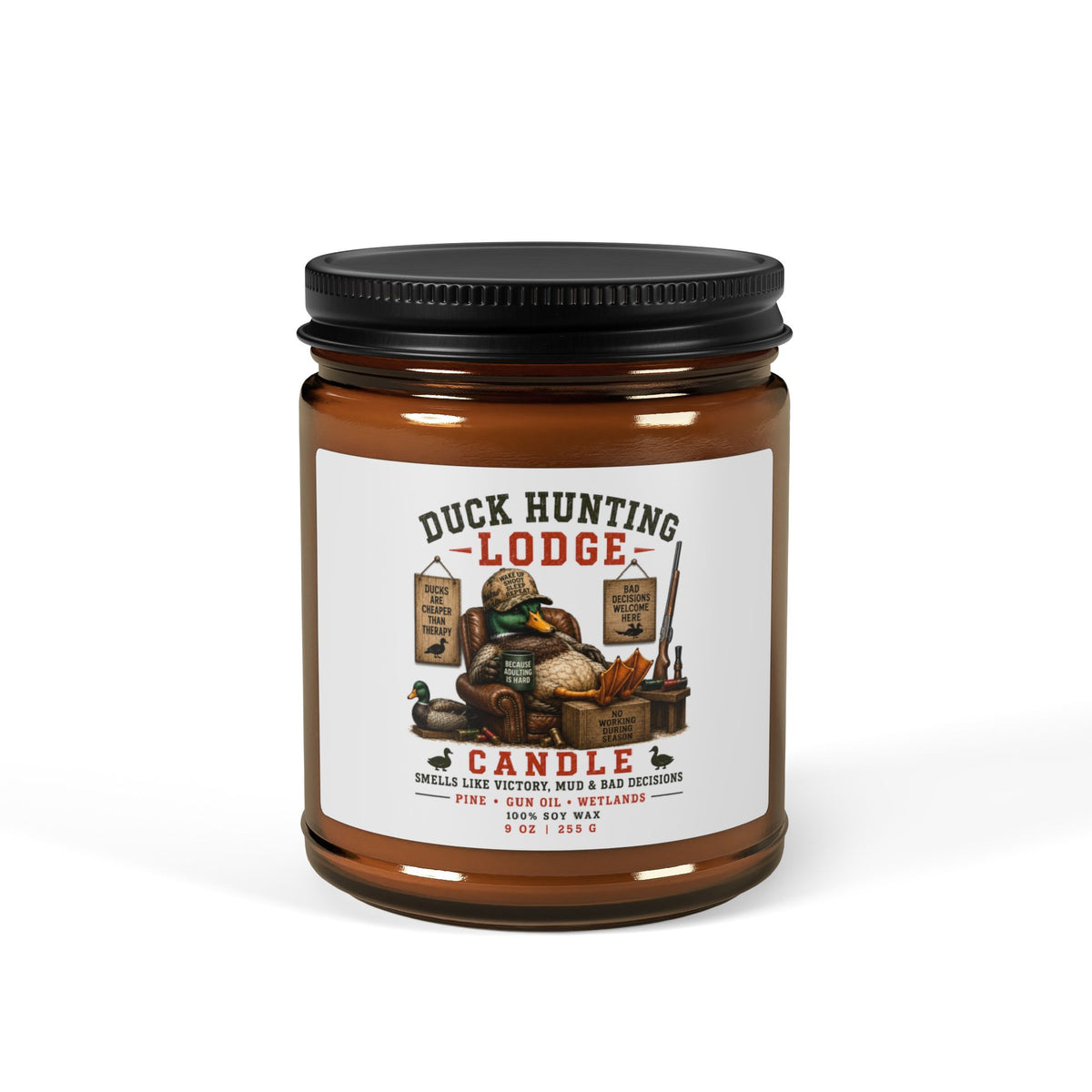 Duck Hunting Lodge Soy Candle | Amber Jar Gift for Hunters