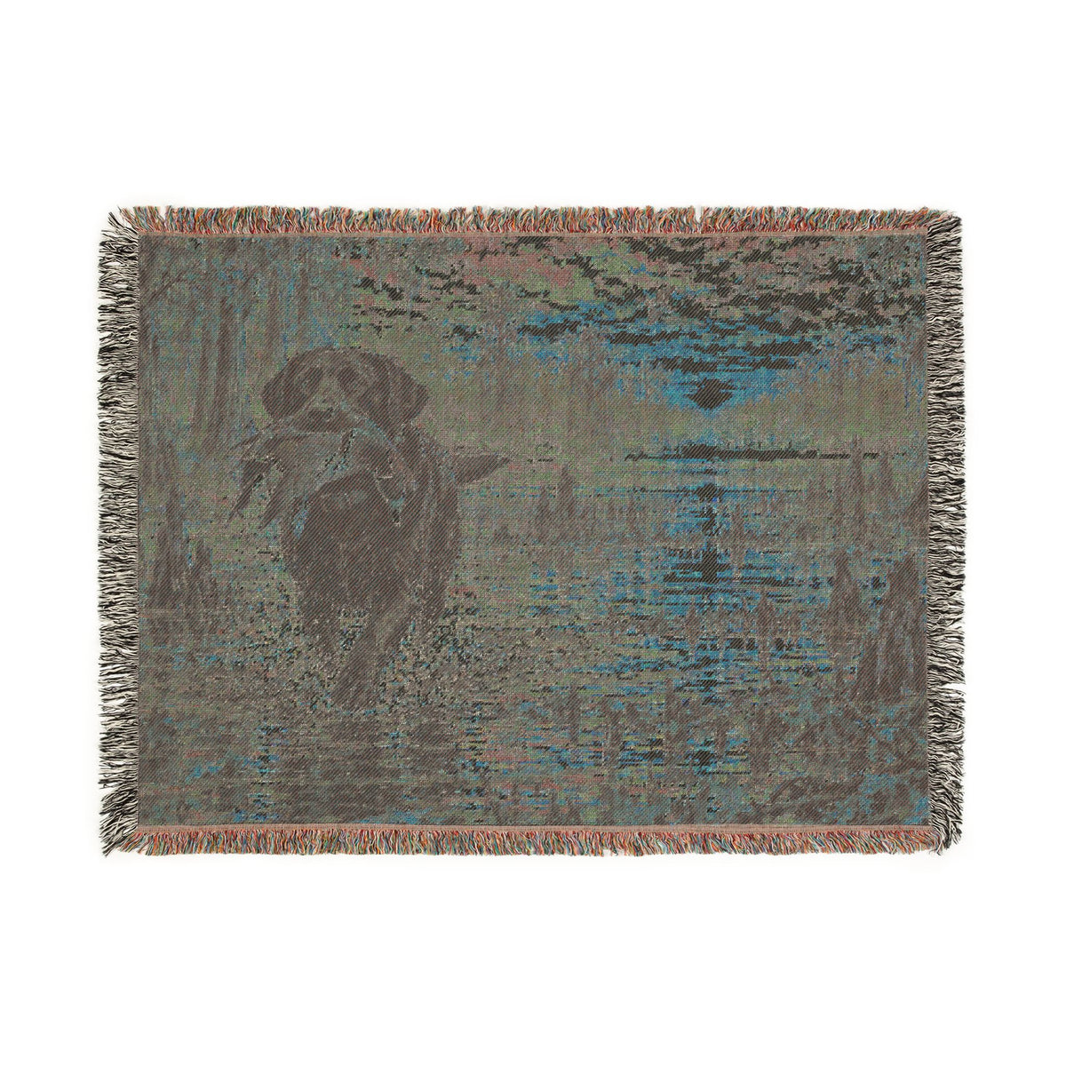 Duck Marsh Woven Blanket — Black Lab Scenic Woodland Duck Hunting Throw