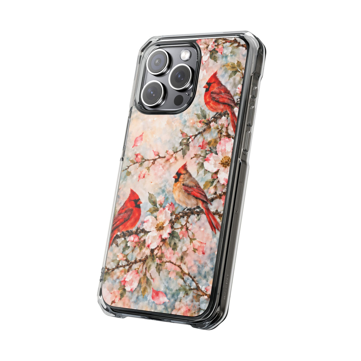 Clear Magnetic Phone Case — Cardinal Flock Scene