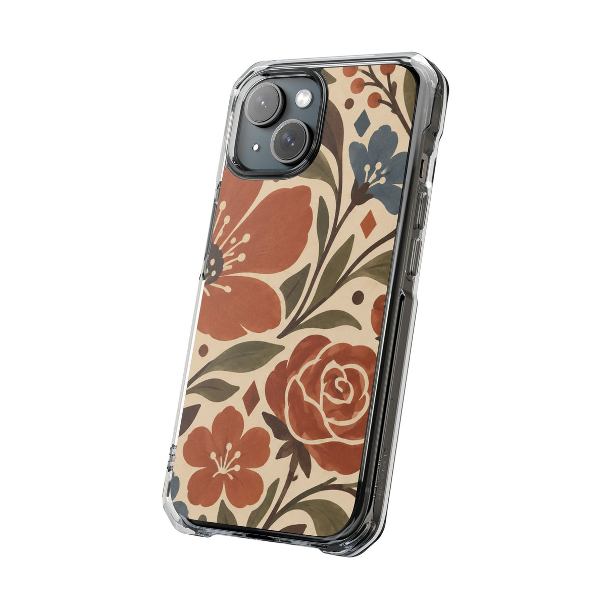 Clear Magnetic Phone Case Floral Patterns Protective Cover