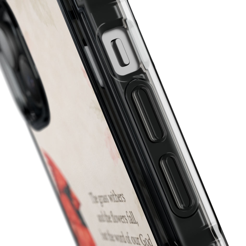 Clear Magnetic Phone Case — Cardinal Scene Isiah 40:8