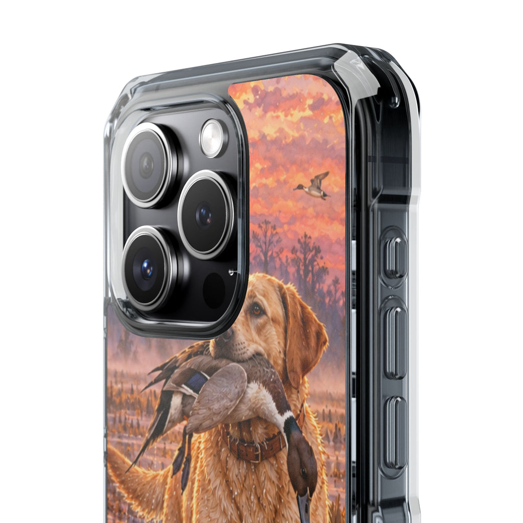 Clear Magnetic Phone Case — Lab with Duck swamp