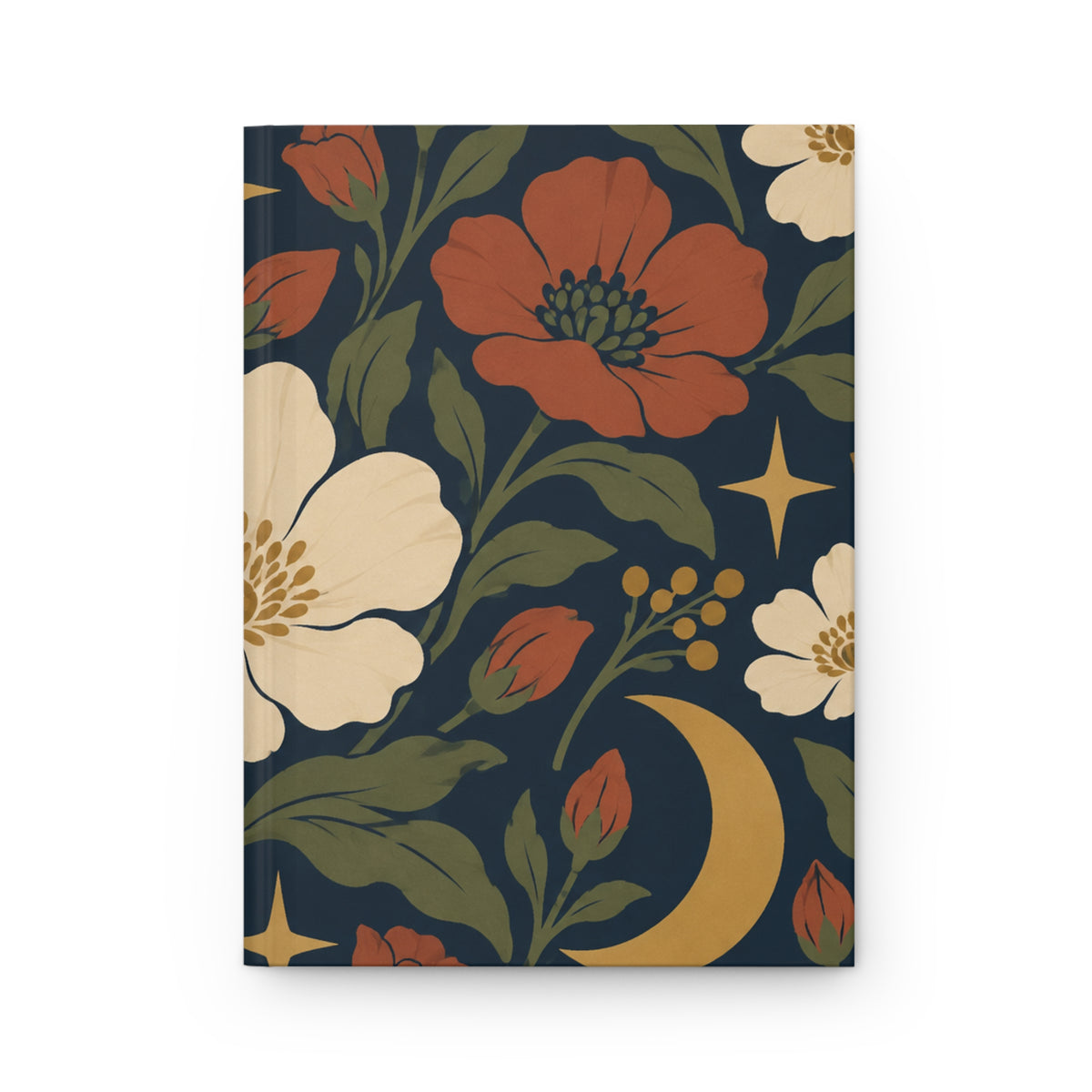 Floral Moon Hardcover Journal — Lined Botanical Notebook for Notes & Dreaming