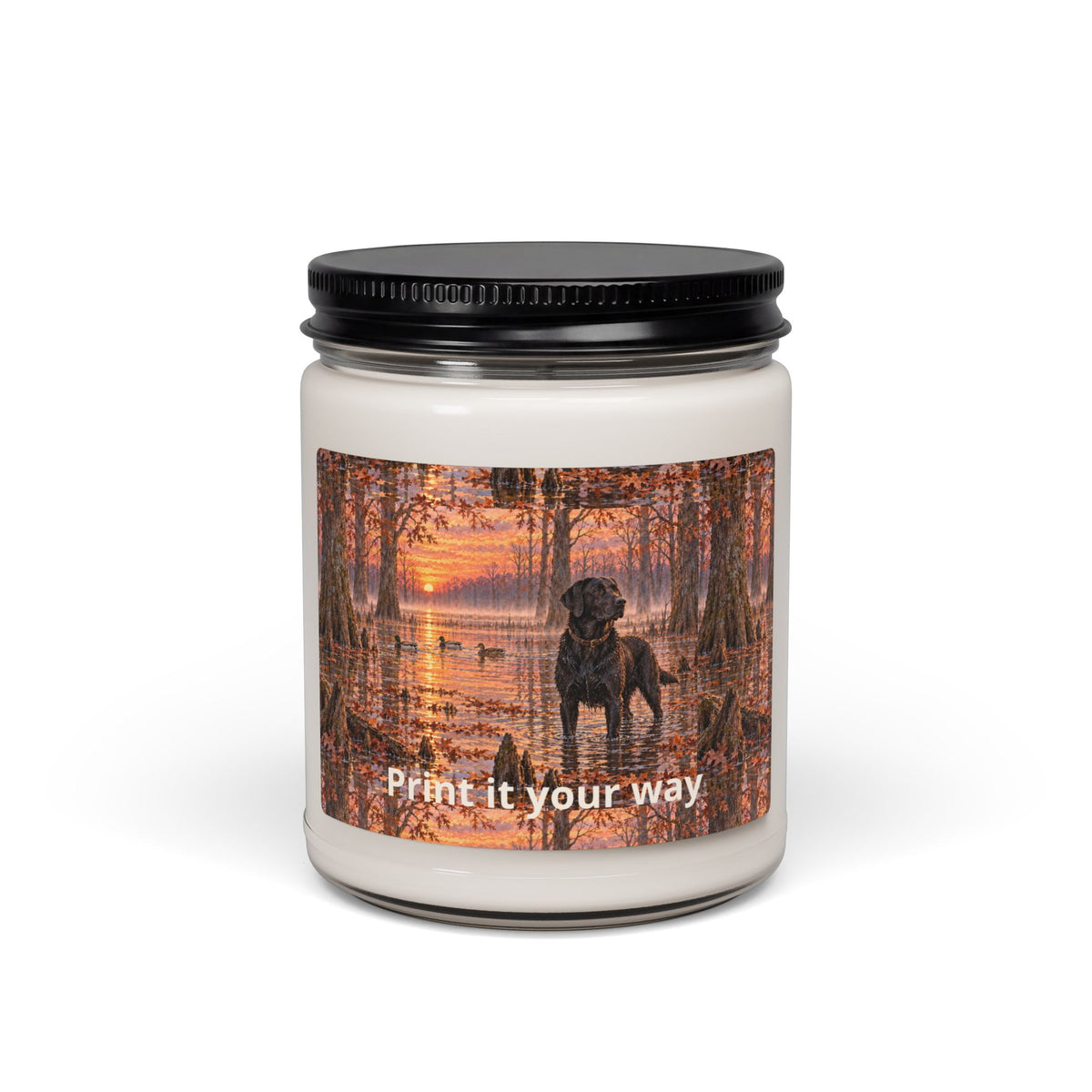 Soy Candle - Black Labrador in Autumn Woods Scented 9oz