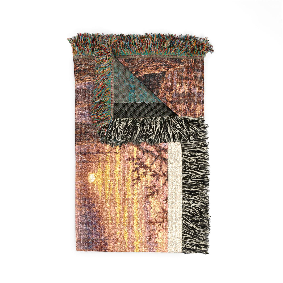 Labrador at Sunset Woven Blanket — Rustic Dog Lake Tapestry Throw
