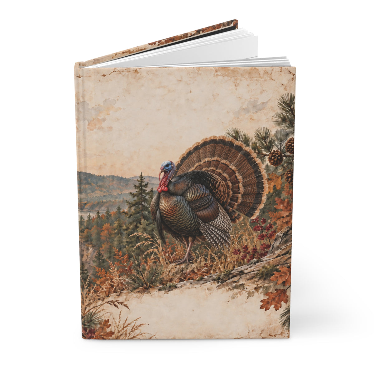 Autumn Turkey Hardcover Journal — Lined Fall Nature Notebook for Thanksgiving
