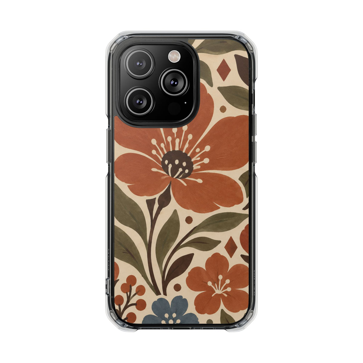 Clear Magnetic Phone Case Floral Pattern Protective Cover