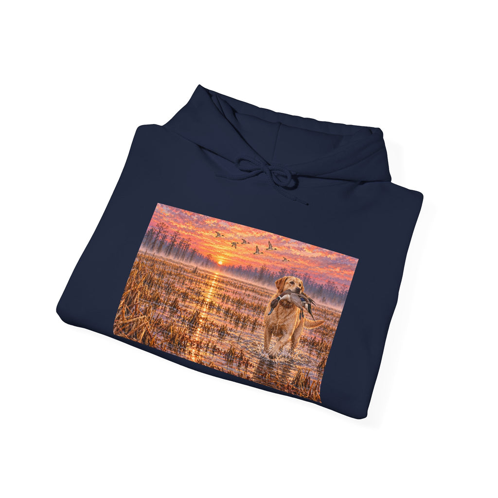 Golden Retriever Sunset Hoodie - Dog Lover Pullover with Scenic Sunset Print