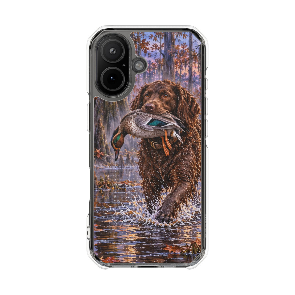Clear Magnetic Phone Case — Boykin spaniel with Duck swamp