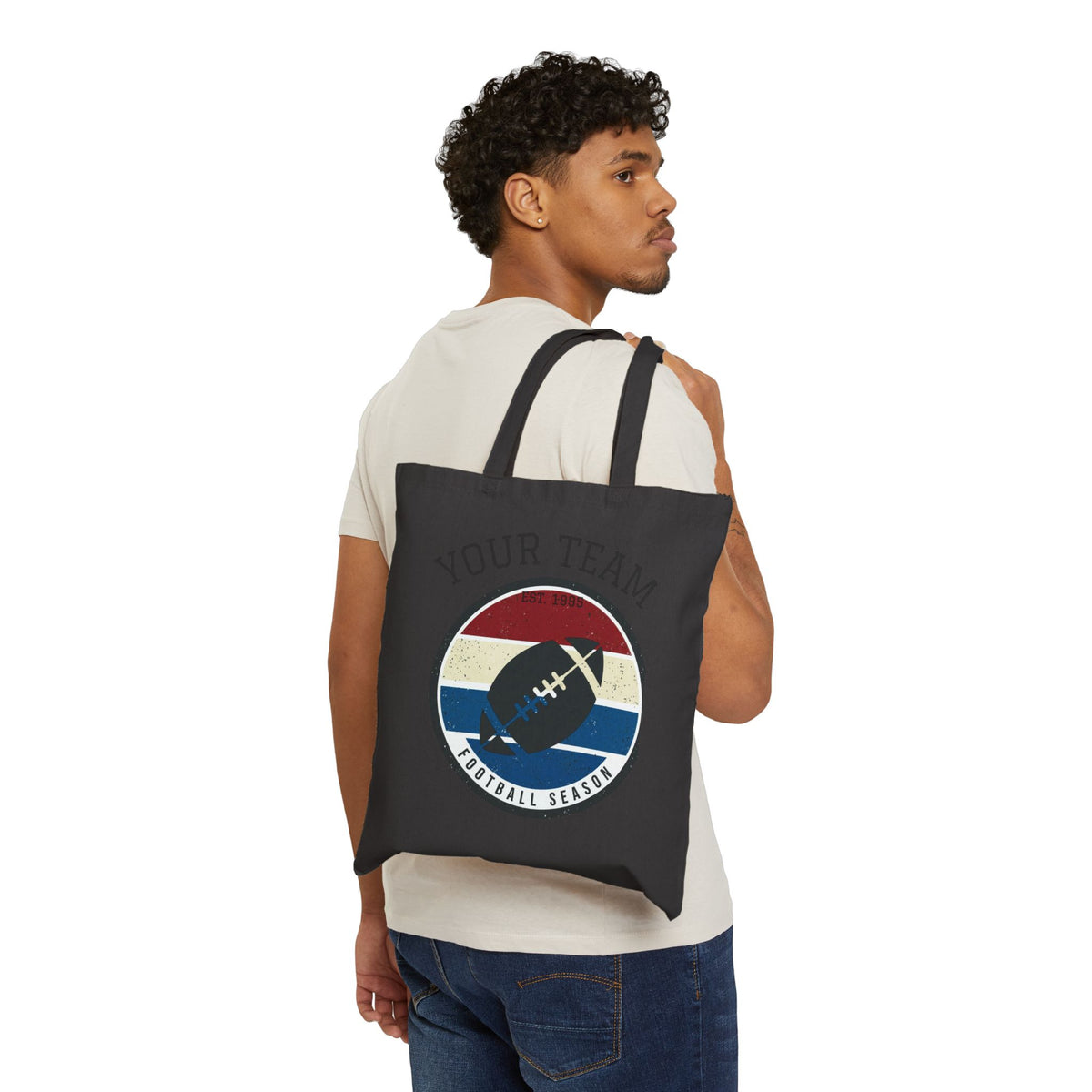 Retro Football Season Tote | Canvas Stadium Bag