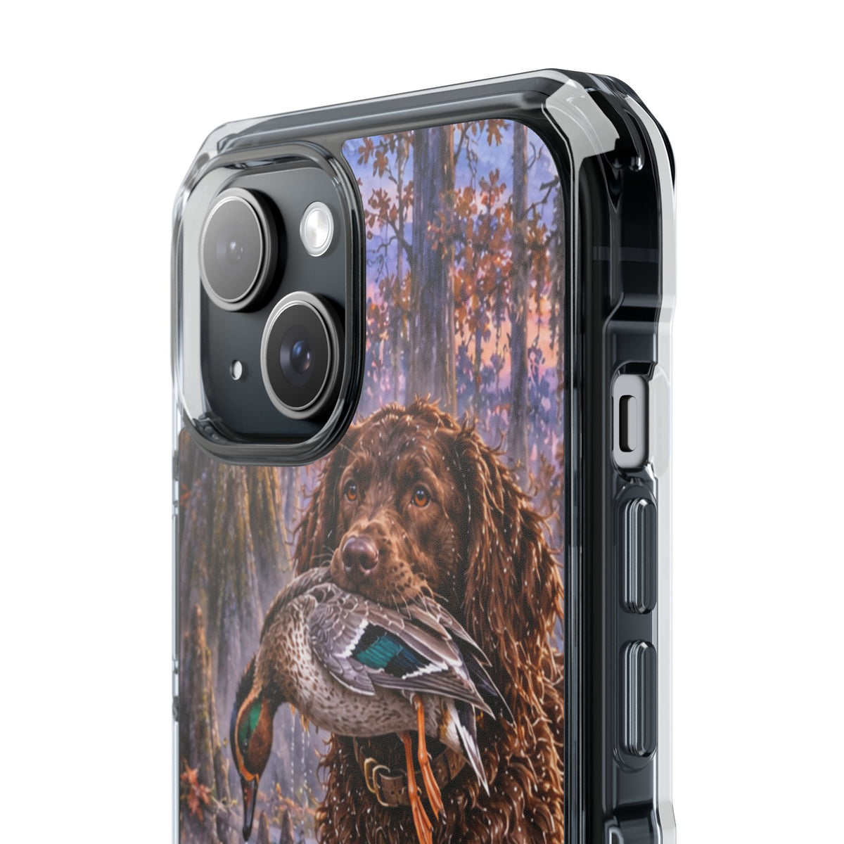 Clear Magnetic Phone Case — Boykin spaniel with Duck swamp