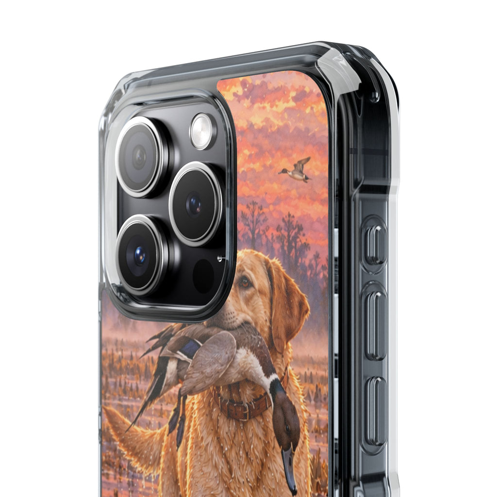 Clear Magnetic Phone Case — Lab in swamp with duck