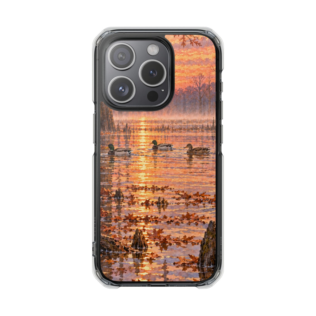 Clear Magnetic Phone Case — Ducks in lake