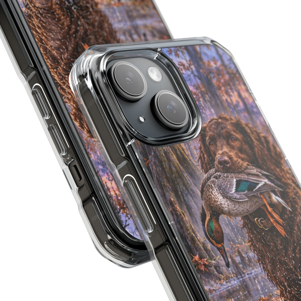 Clear Magnetic Phone Case — Boykin spaniel with Duck swamp