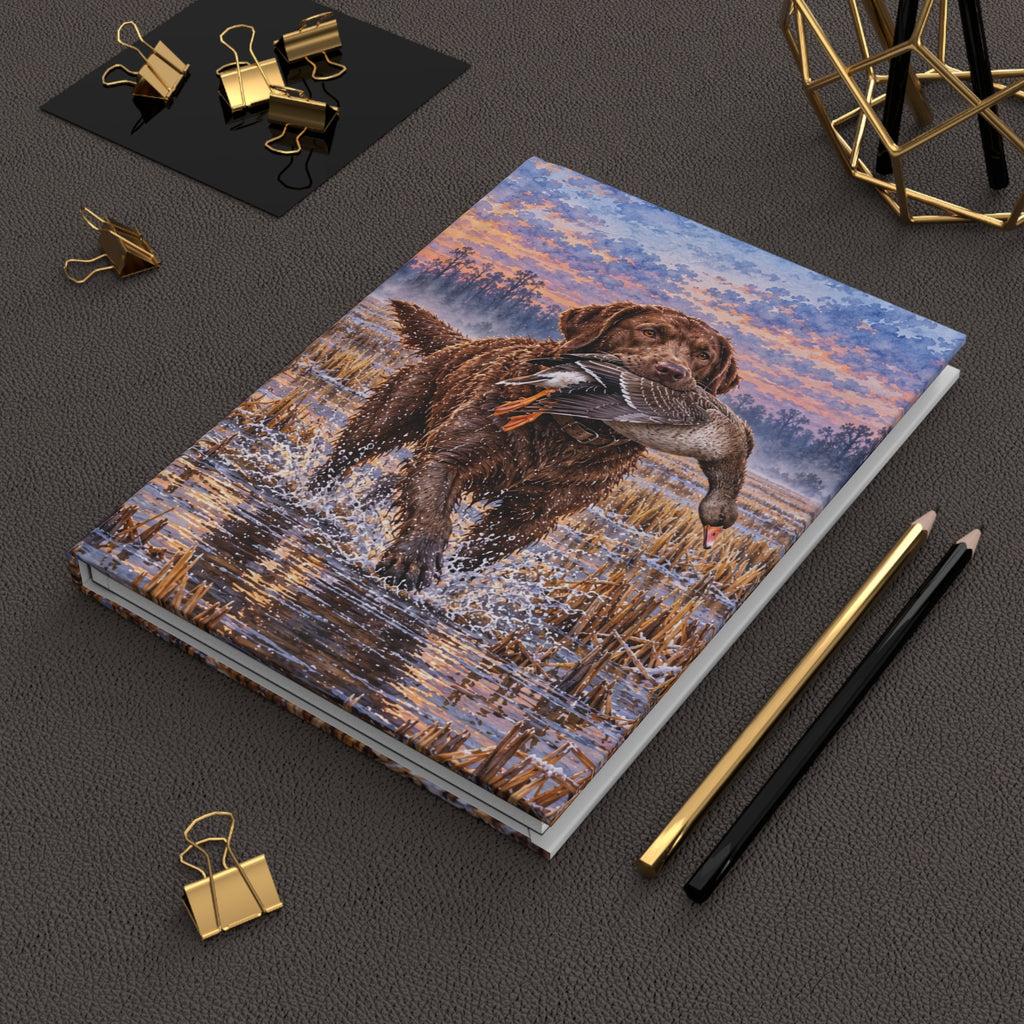 Brown Labrador Journal — Autumn Swamp Sunset Hardcover Lined Notebook