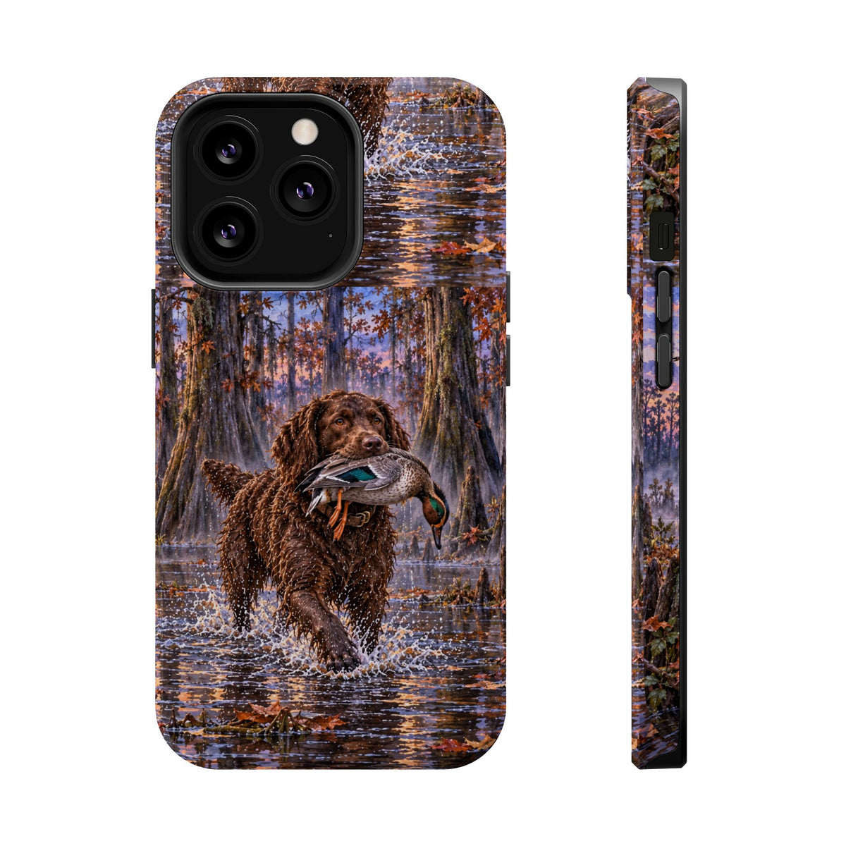 Clear Magnetic Phone Case — Boykin spaniel with Duck swamp