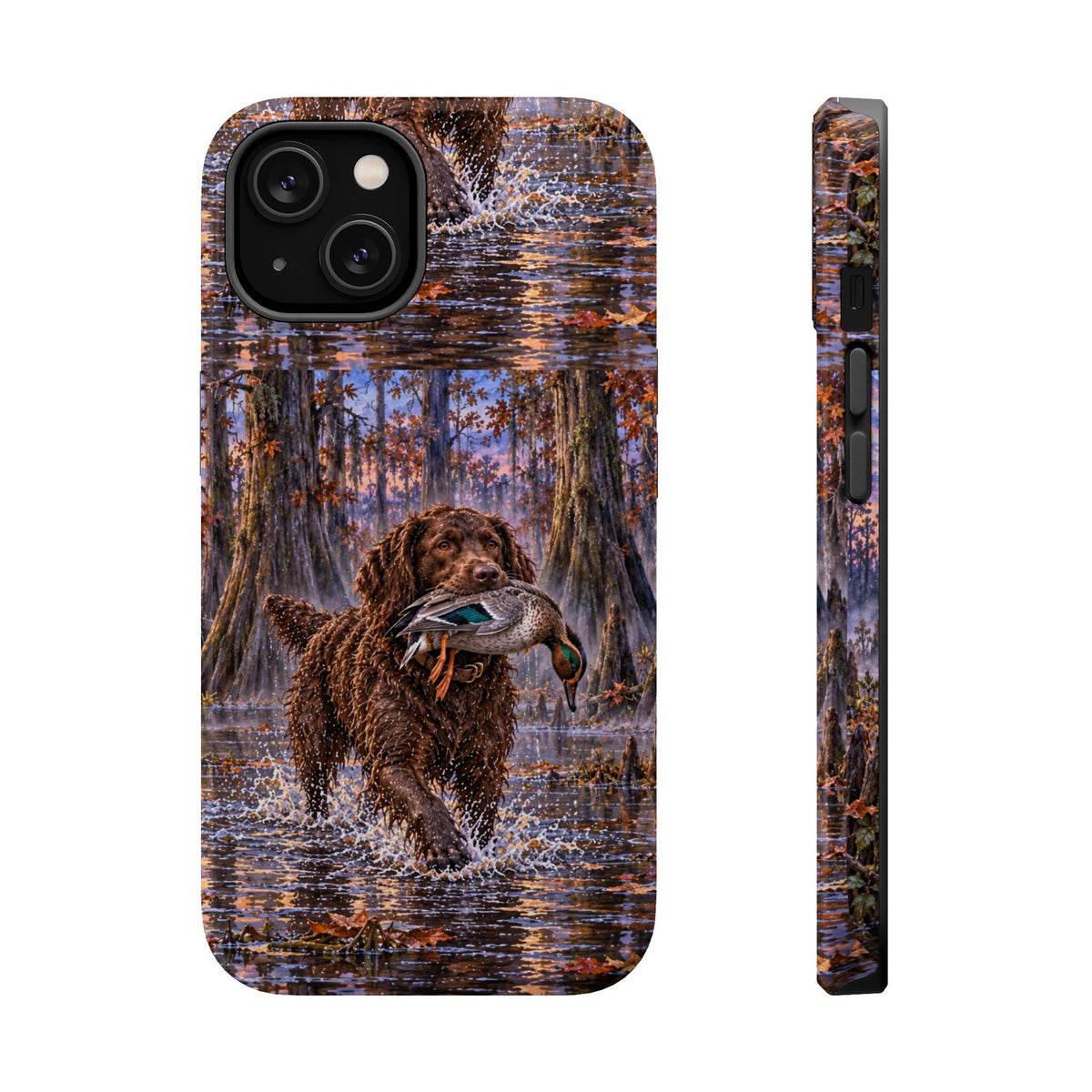 Clear Magnetic Phone Case — Boykin spaniel with Duck swamp