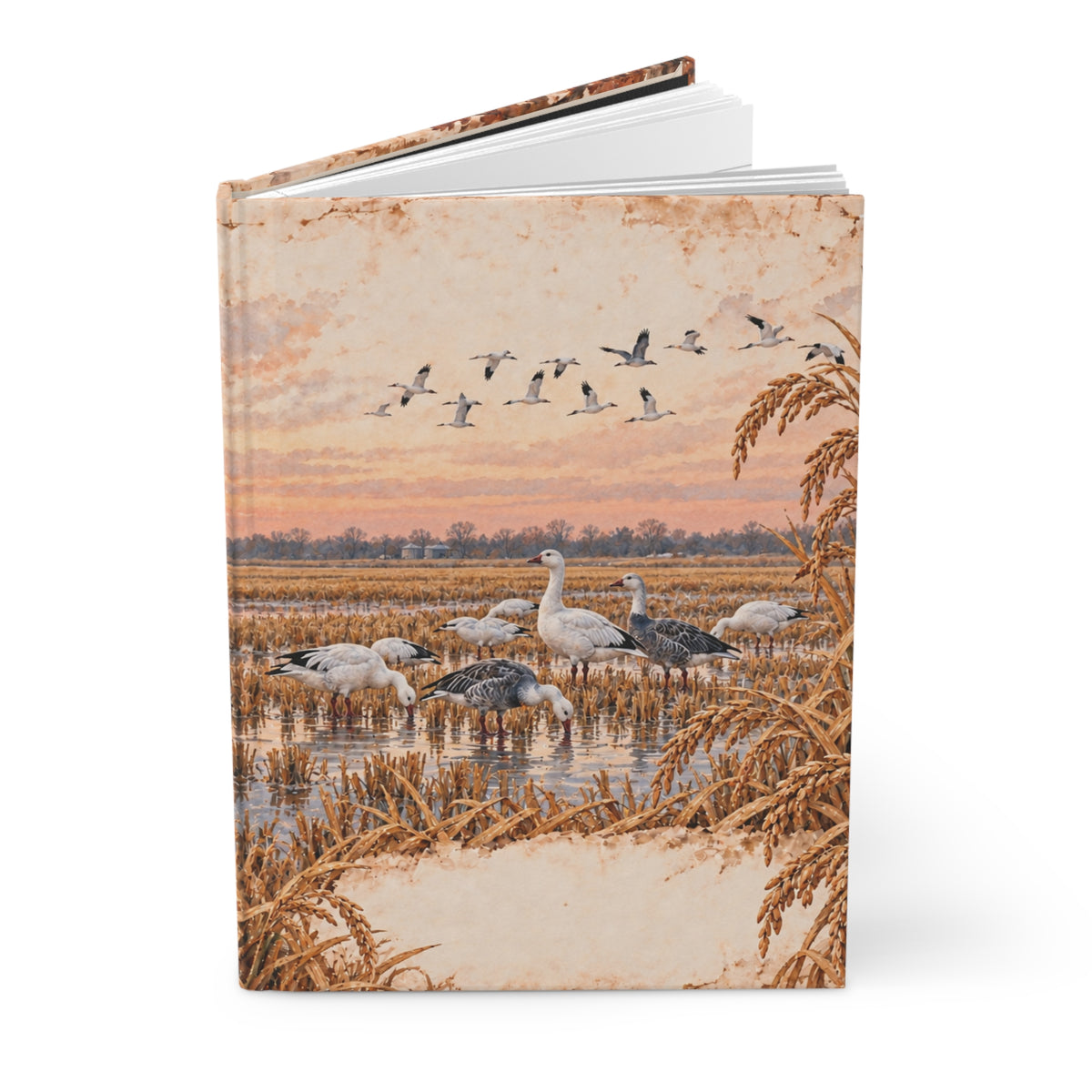 Migratory Geese Sunset Hardcover Journal — Lined Nature Notebook