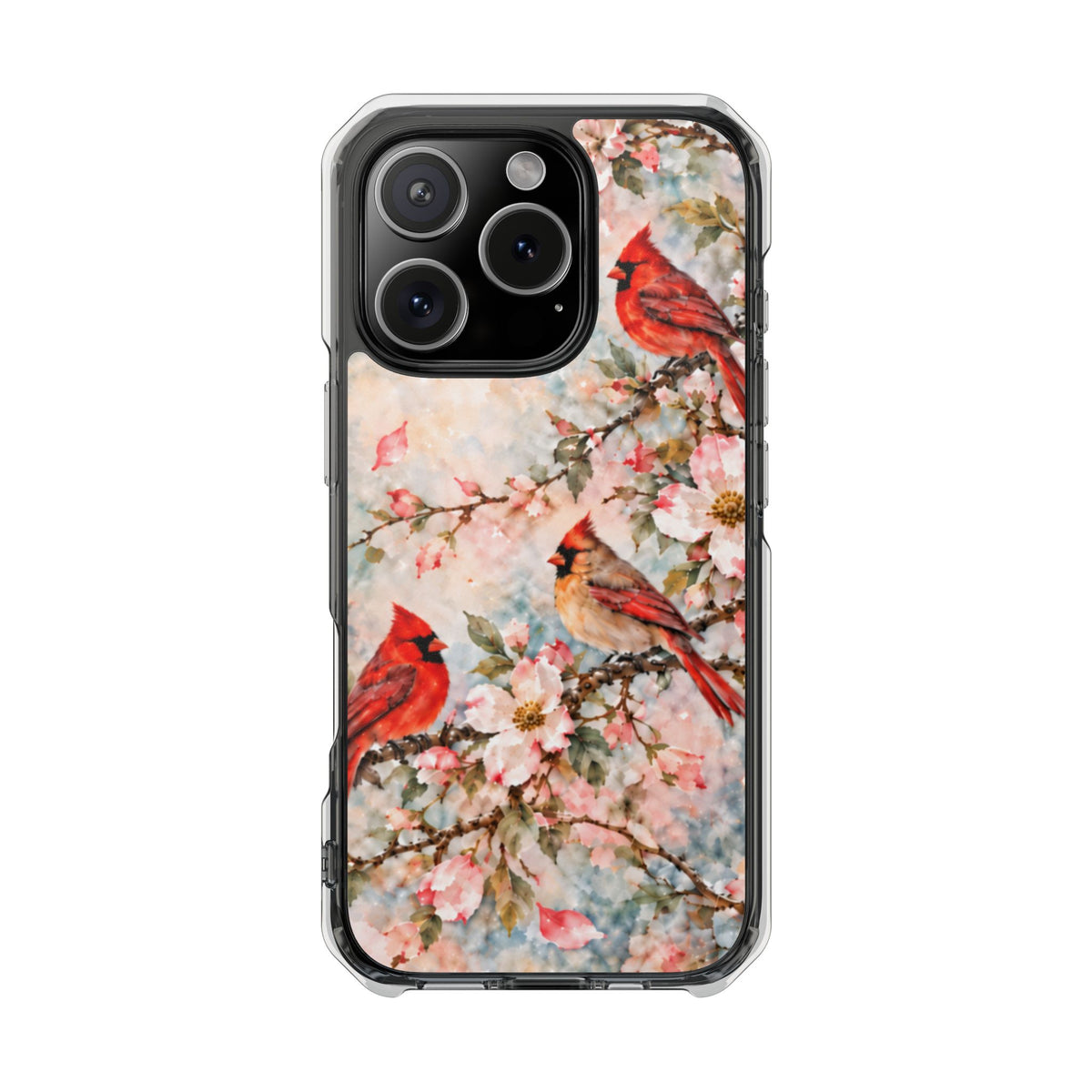 Clear Magnetic Phone Case — Cardinal Flock Scene