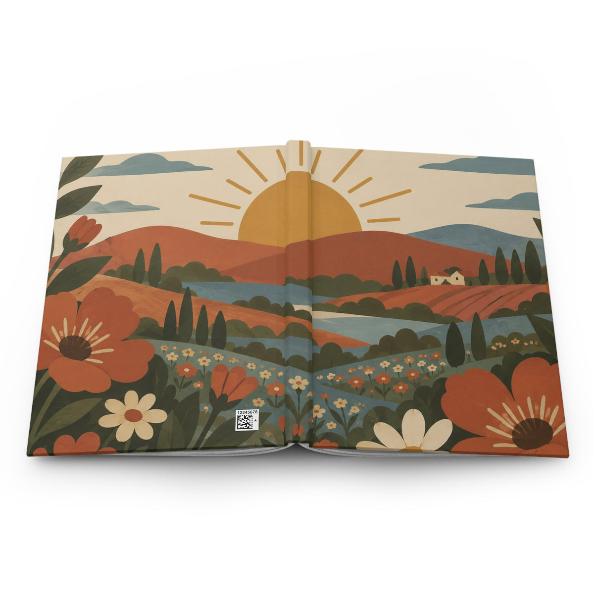 Hardcover Journal — Sunrise Wildflower Landscape Lined Notebook