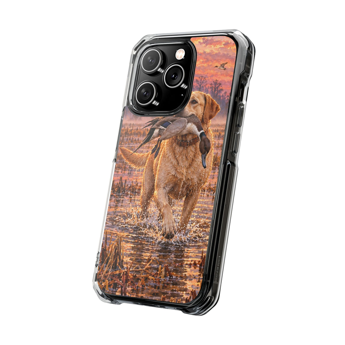Clear Magnetic Phone Case — Lab in swamp with duck