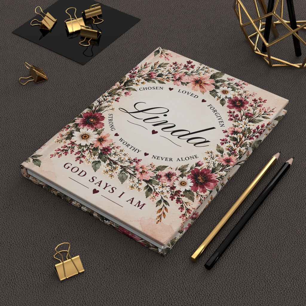 Personalized Christian Journal for Women, God Says I Am Prayer Journal, Custom Name Bible Journal, Psalm 139:14 Faith Gift for Her