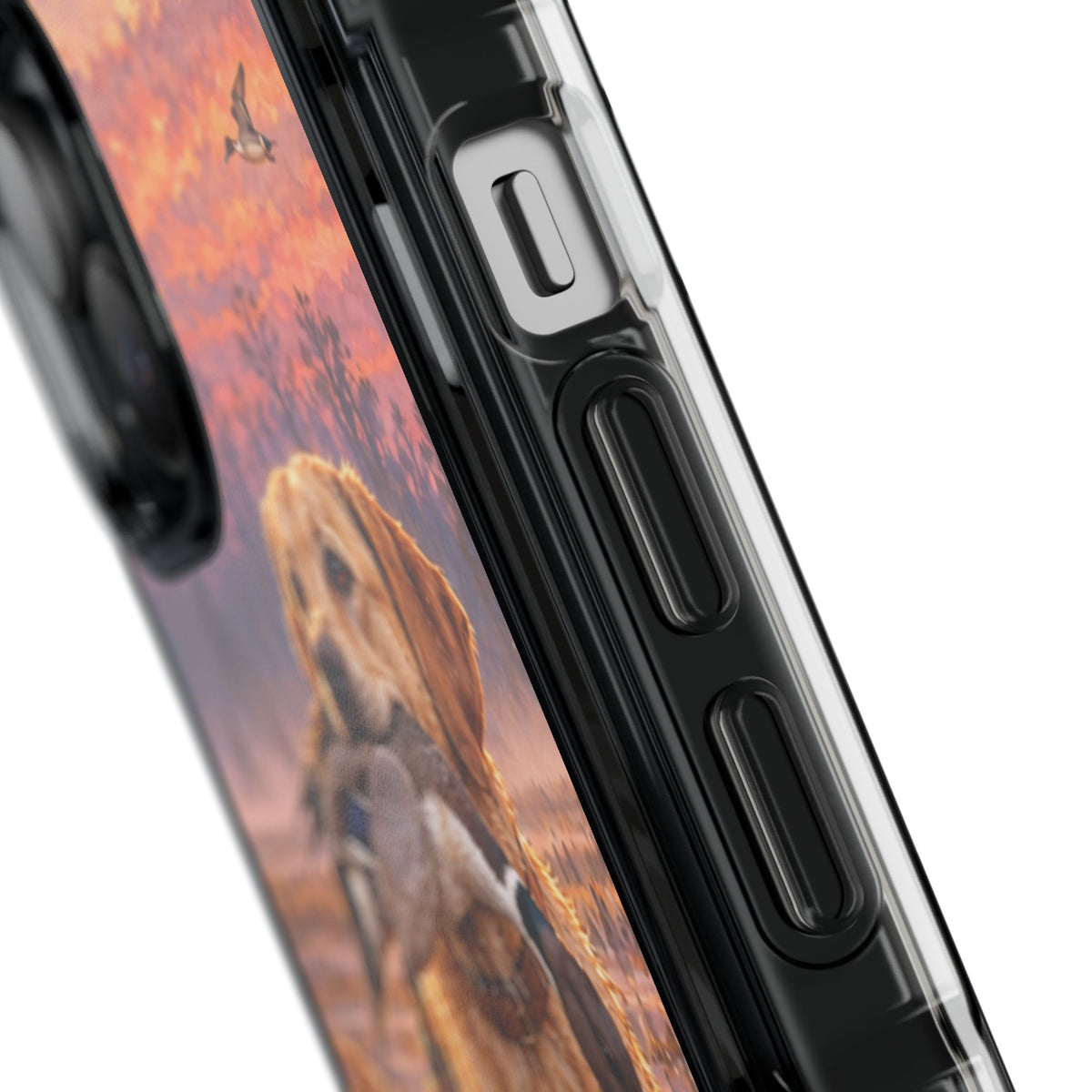 Clear Magnetic Phone Case — Lab in swamp with duck