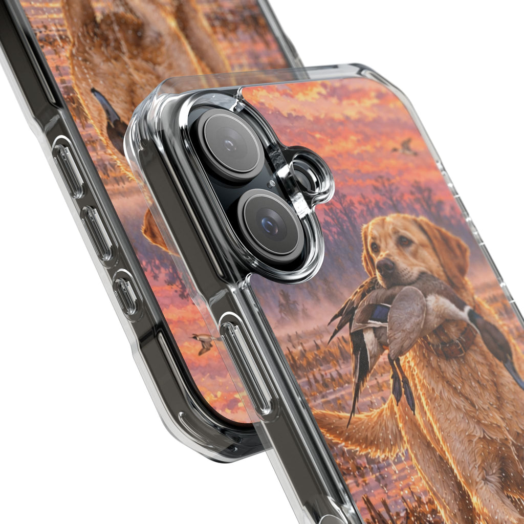 Clear Magnetic Phone Case — Lab with Duck swamp